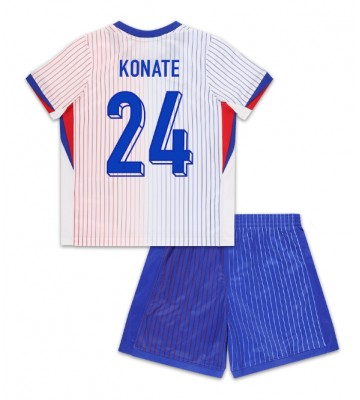 Frankrig Ibrahima Konate #24 Replika Babytøj Udebanesæt Børn EM 2024 Kortærmet (+ Korte bukser)